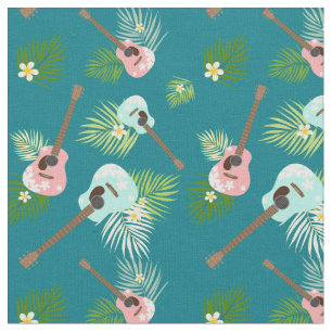 Hawaii Ukulele Floral Fabric