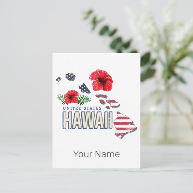 Hawaii United States Retro State Map USA Souvenir Holiday Postcard (Standing Front)