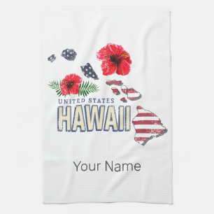 Hawaii United States Retro State Map USA Souvenir Kitchen Towel