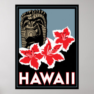 hawaii united states usa art deco retro poster