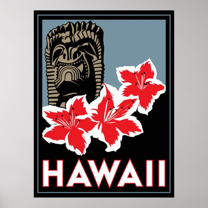 hawaii united states usa art deco retro poster