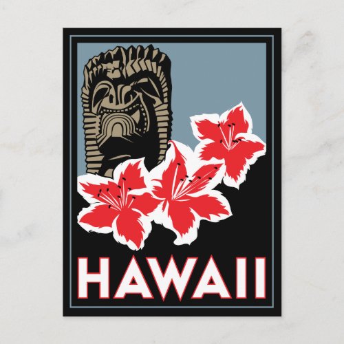 hawaii united states usa art deco retro travel postcard