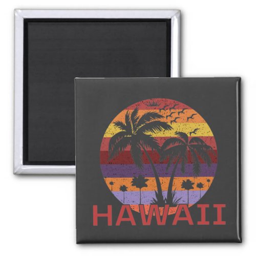 Hawaii US Vintage Palm Trees Travel Magnet