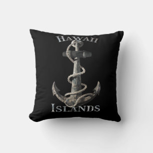 Hawaii Vacation Nautical Anchor Sailing Throw Pillow