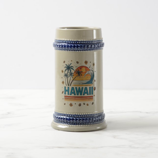 Hawaii Vacation Sunset 70S Beach Beer Stein (Center)