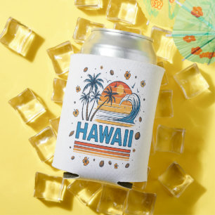 Hawaii Vacation Sunset 70S Beach Can Cooler