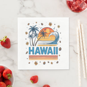 Hawaii Vacation Sunset 70S Beach Napkins
