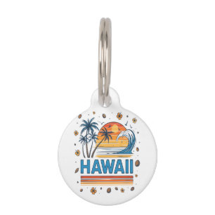 Hawaii Vacation Sunset 70S Beach Pet ID Tag