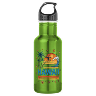 Hawaii Vacation Sunset 70S Beach Stainless Steel Water Bottle