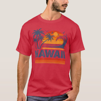 Hawaii Vacation Sunset Cute 70S Vintage Retro Beac T-Shirt