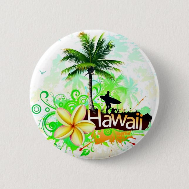 Hawaii Vacation Travel Souvenir Button (Front)