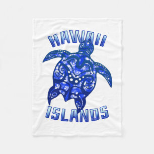 Hawaii Vacation Tribal Turtle Fleece Blanket