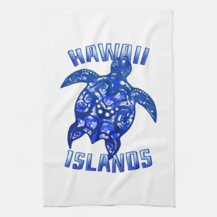 Hawaii Vacation Tribal Turtle Kitchen Towel