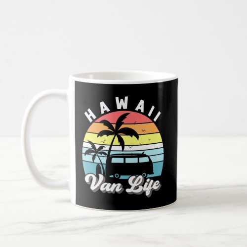 Hawaii Van Life Palm Tree Surfboard Beach Tropical Coffee Mug