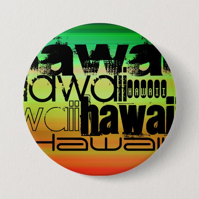 Hawaii; Vibrant Green, Orange, & Yellow Button (Front)