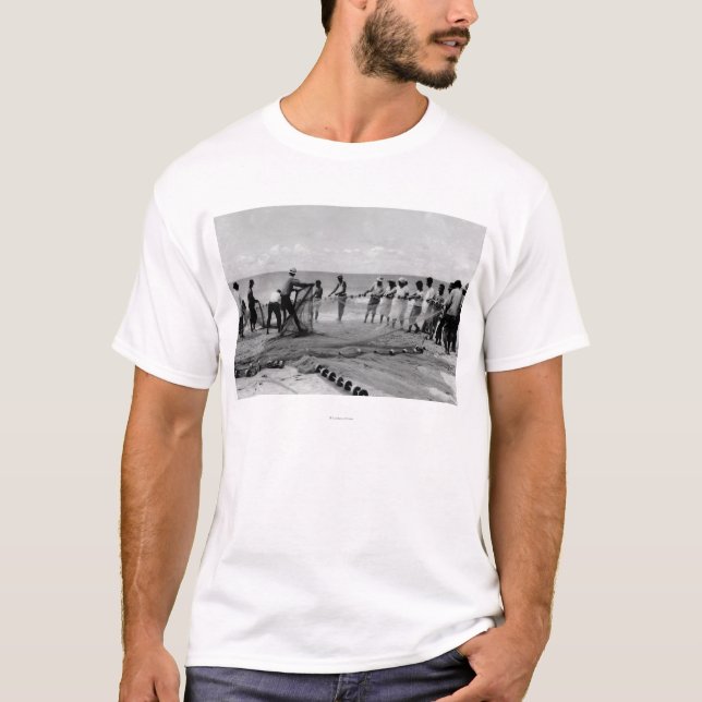Hawaii - View of Hukilau Nets on Shore T-Shirt (Front)