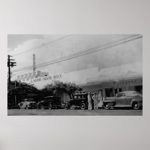 Hawaii - View of the Waikiki Theater Block Poster