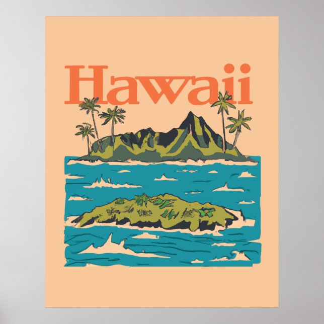 Hawaii Vintage 1950s Travel Poster (Front)