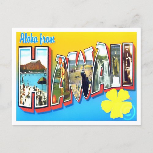 Hawaii Vintage Big Letters Postcard