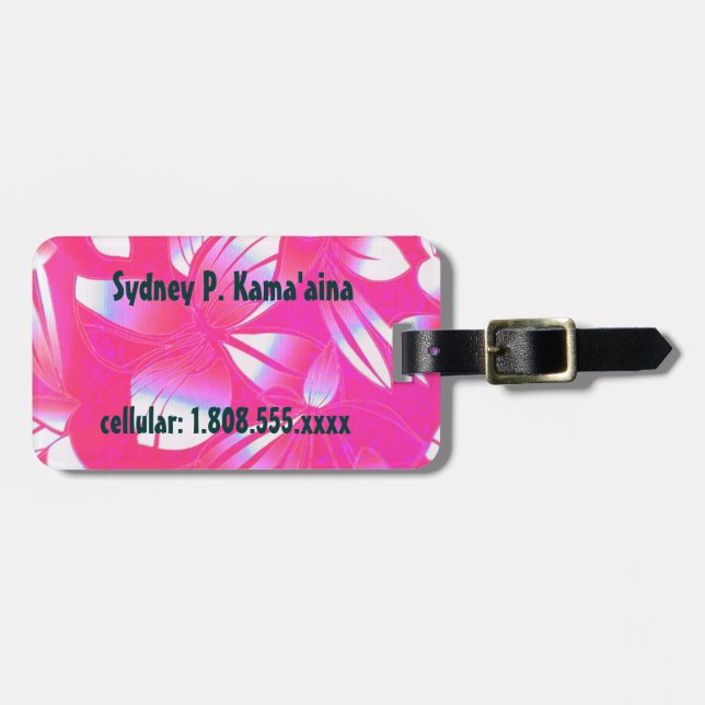 Hawaii Vintage Floral Pink Luggage Tag (Front Horizontal)
