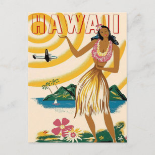 Details about   Hawaii sticker Postcard hula girl. 