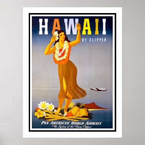 Hawaii Vintage Travel Poster