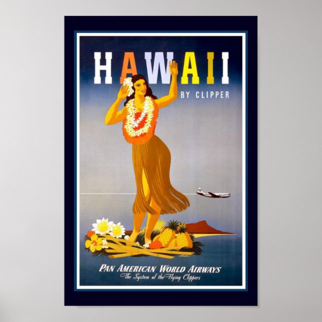 Hawaii Vintage Travel Poster (Front)
