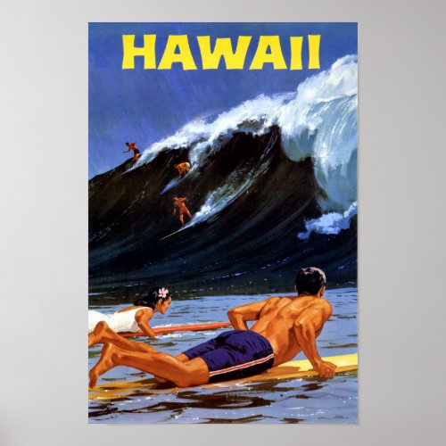 Hawaii Vintage Travel Poster Restored