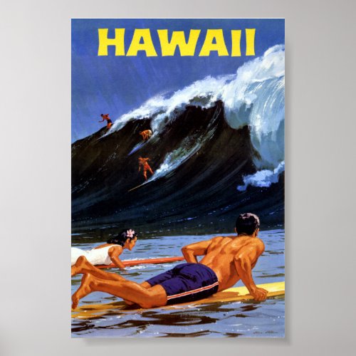 Hawaii Vintage Travel Poster Restored