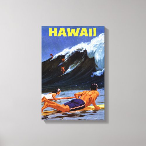 Hawaii Vintage Travel Poster Restored Canvas Print