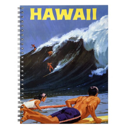 Hawaii Vintage Travel Poster Restored Notebook