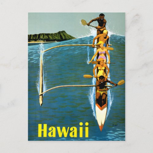 Hawaii Vintage Travel Poster Restored Postcard