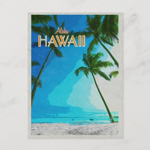 Hawaii Vintage Travel Tropical Palm Trees  Postcard