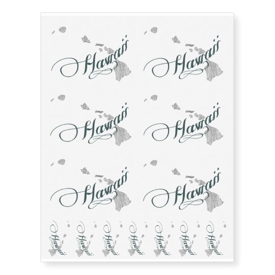 Hawaii Vintage Typography Medium and Small Temporary Tattoos