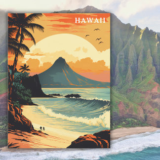 Hawaii Volcano Beach Vintage Travel Postcard