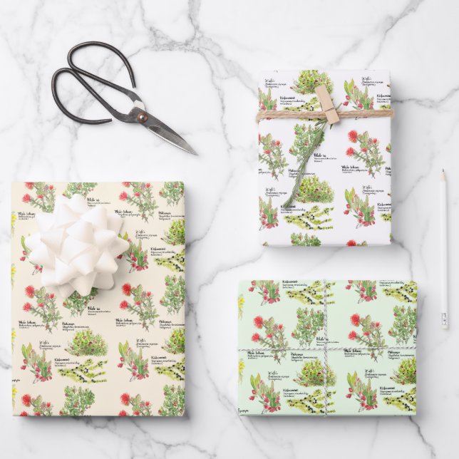Hawaii Volcano Native Plants Wrapping Paper (Front)