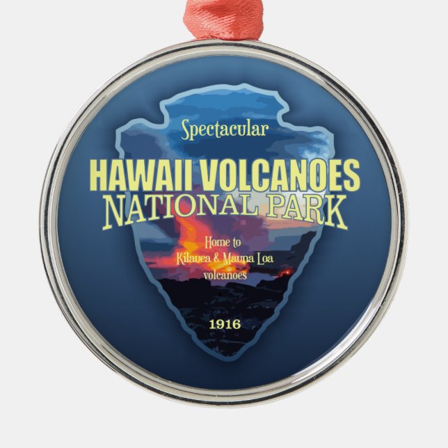 Hawaii Volcanoes (arrowhead) Metal Ornament (Front)