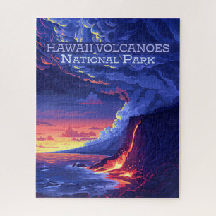 Hawaii Volcanoes National Park Big Island Retro Jigsaw Puzzle
