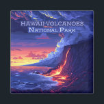 Hawaii Volcanoes National Park Big Island Retro Magnet<br><div class="desc">Lava glows and flows from Kilauea volcano off the shore of the Big Island in Hawaii Volcanoes National Park. Hawai‘i Volcanoes National Park, located on the Big Island of Hawai‘i, was established in 1916 and showcases the dynamic volcanic landscapes of Kīlauea and Mauna Loa, two of the world’s most active...</div>