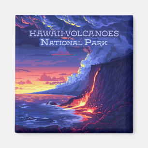 Hawaii Volcanoes National Park Big Island Retro Magnet