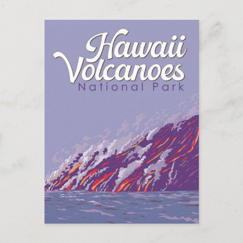 Hawaii Volcanoes National Park Illustration Travel Postcard