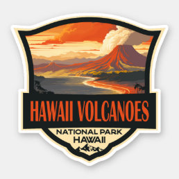 Hawaii Volcanoes National Park Illustration Travel Sticker