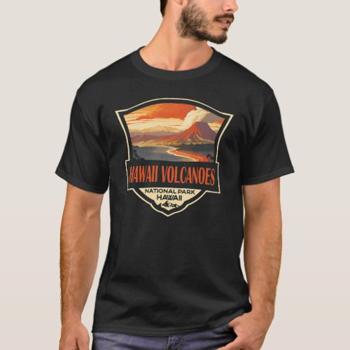 Hawaii Volcanoes National Park Illustration Travel T_Shirt