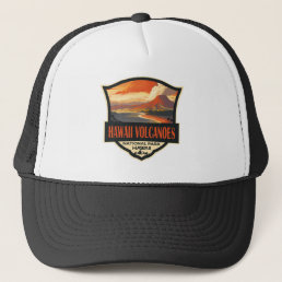 Hawaii Volcanoes National Park Illustration Travel Trucker Hat
