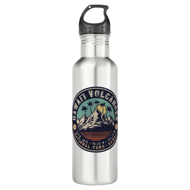 Hawaii Volcanoes National Park Islands Stainless Steel Water Bottle (Front)