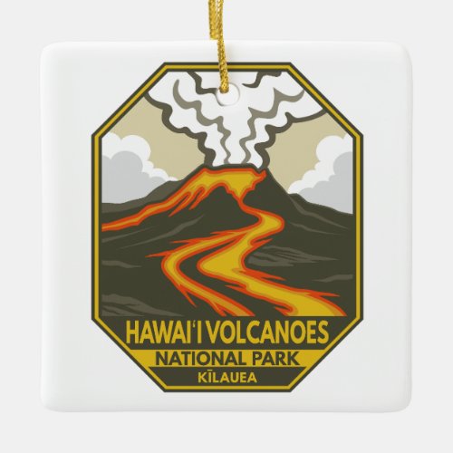 Hawaii Volcanoes National Park Kilauea Retro Ceramic Ornament