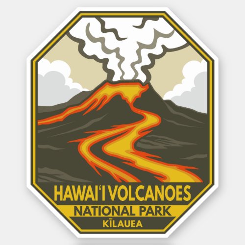 Hawaii Volcanoes National Park Kilauea Retro Sticker