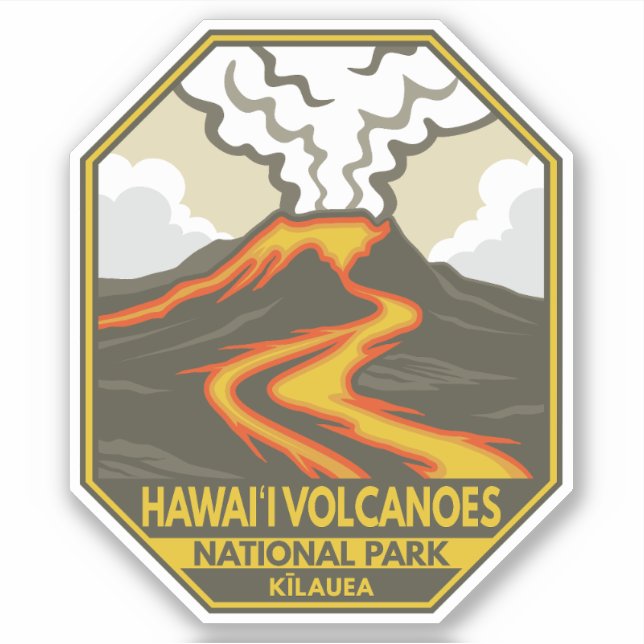 Hawaii Volcanoes National Park Kilauea Retro Sticker (Front)