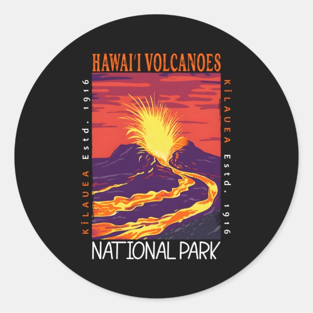 Hawaii Volcanoes National Park Kilauea Volcano Classic Round Sticker (Front)