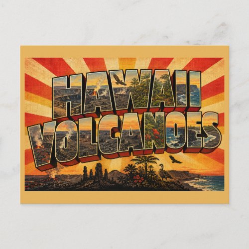 Hawaii Volcanoes National Park Lava Rainforest Art Postcard